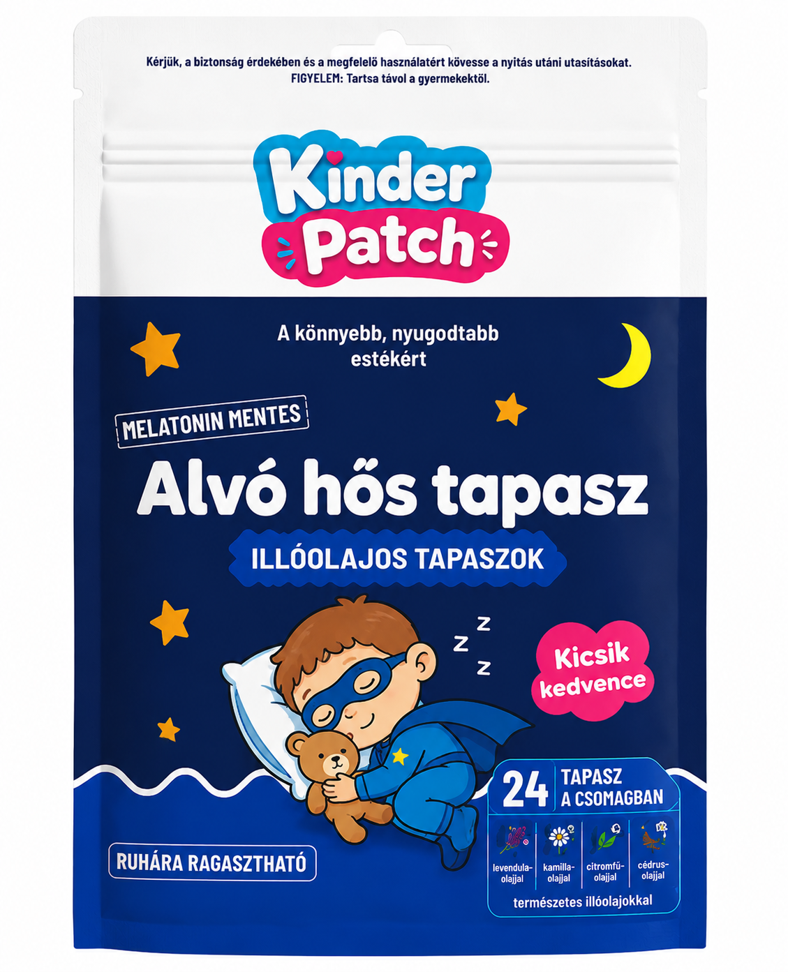 KinderPatch – Alvó Hős Illóolajos Tapaszok Gyermekeknek