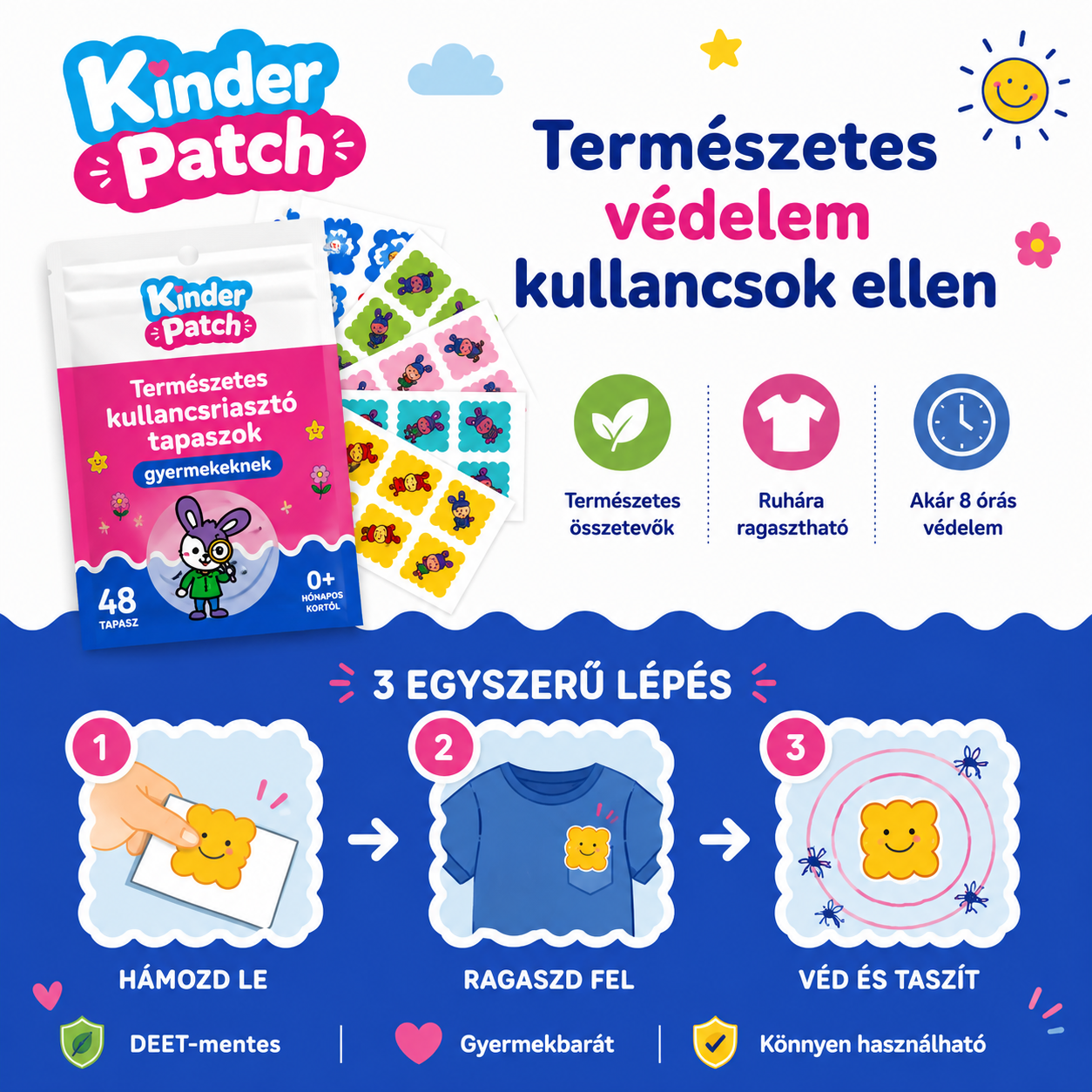 KinderPatch - Természetes Kullancsriasztó Tapaszok Gyermekeknek