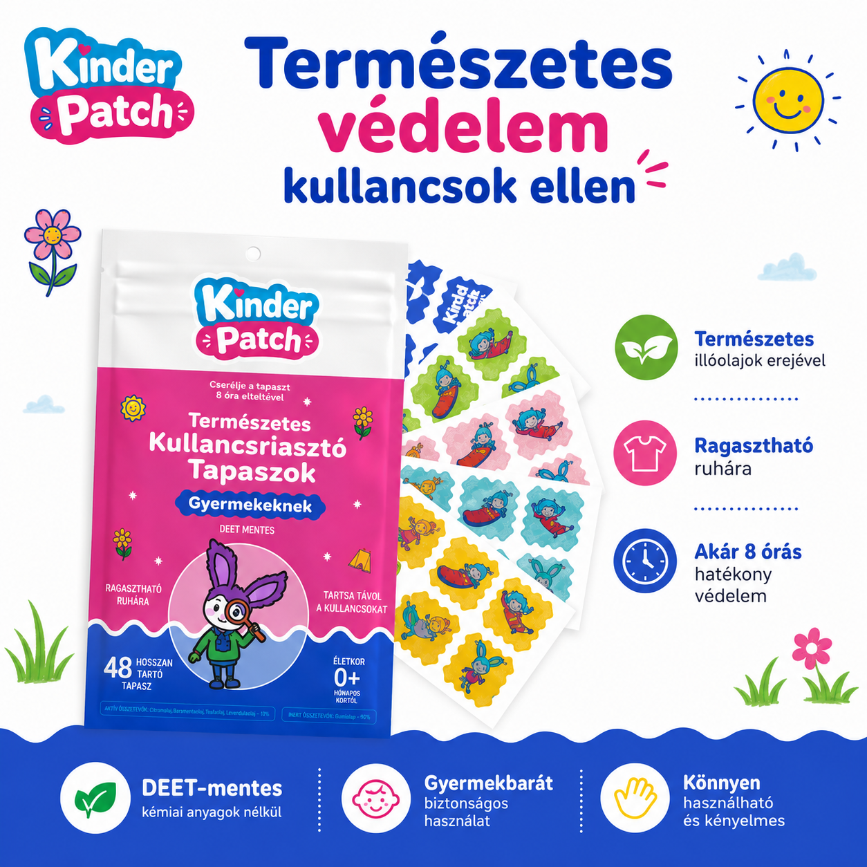 KinderPatch - Természetes Kullancsriasztó Tapaszok Gyermekeknek