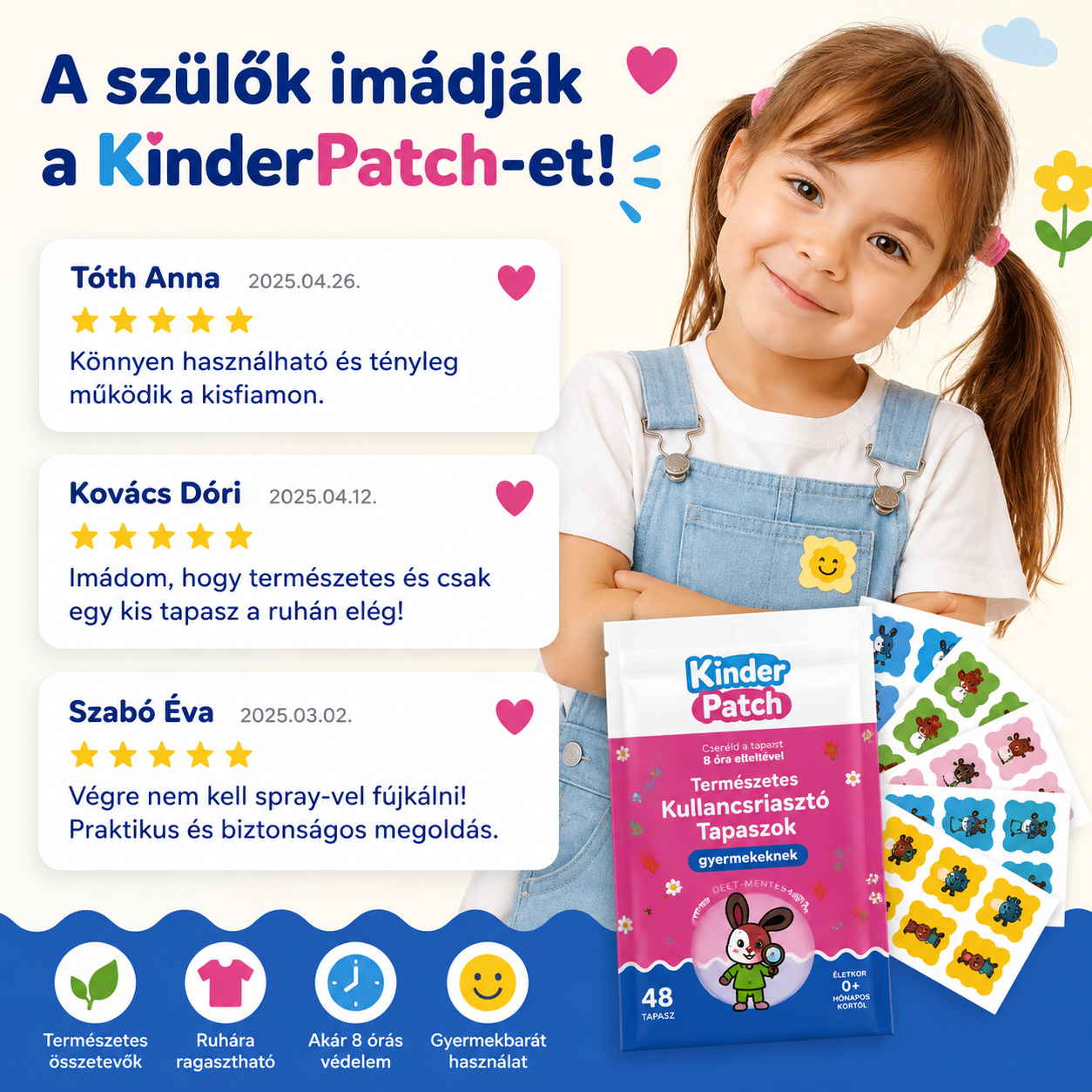 KinderPatch - Természetes Kullancsriasztó Tapaszok Gyermekeknek