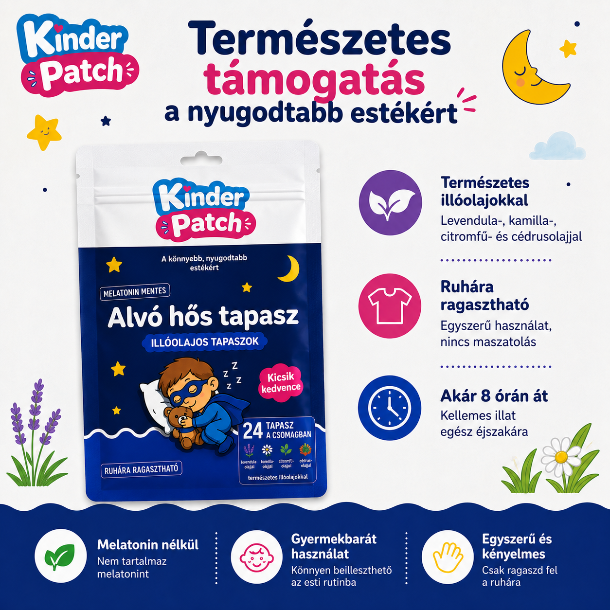 KinderPatch – Alvó Hős Illóolajos Tapaszok Gyermekeknek