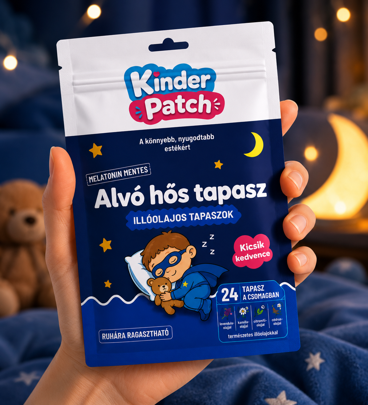 KinderPatch – Alvó Hős Illóolajos Tapaszok Gyermekeknek